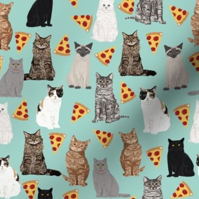 pizza cats cute mint cat lady fabric cute food pizzas fabric 