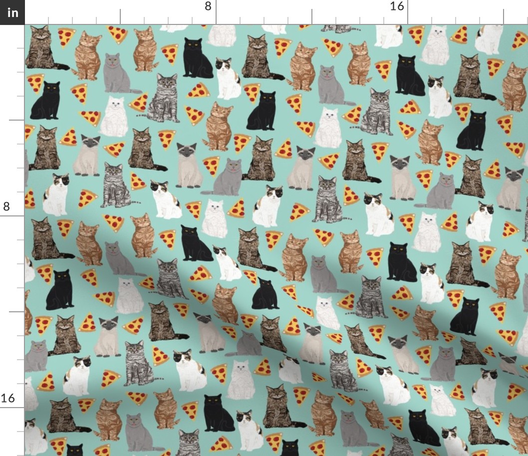 pizza cats cute mint cat lady fabric cute food pizzas fabric 