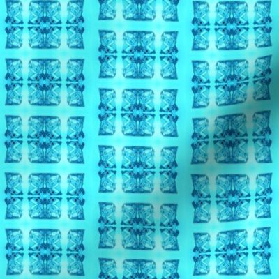 Father Christmas Squares Off, Blue on Turquoise