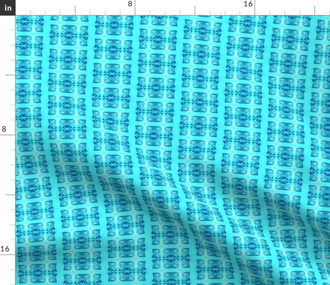 Father Christmas Squares Off, Blue on Turquoise