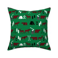 buffalo plaid woodland moose deer bear forest woodland trees camping canada kids