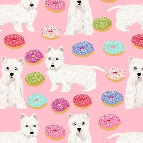 westie dogs fabric cute donuts design best pink pastels donuts fabric cute pink west highland terriers