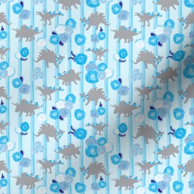 16-05U Grey Gray boy girl dinosaurs 4 x3 || animal sky royal navy  blue white floral botanical garlands painted blue stripes _ Miss Chiff Designs 