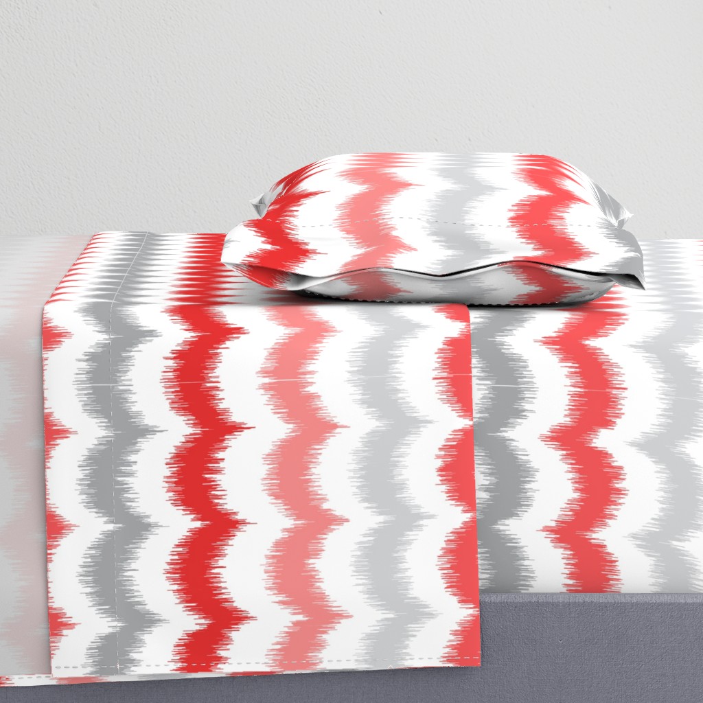 Waves_Ikat_Coral_and_Gray