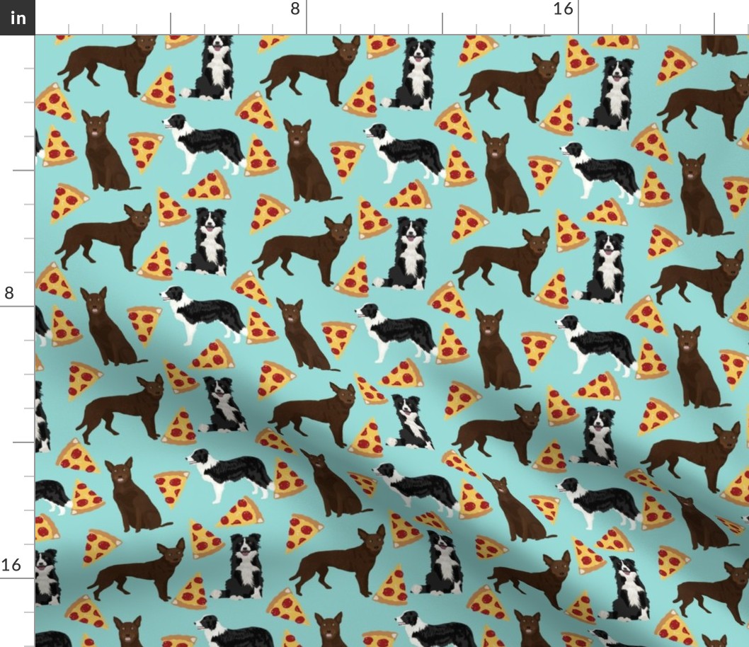 australian kelpie and border collies pizza fabric cute dogs fabric cute pizzas fabrics australian kelpies cute dogs