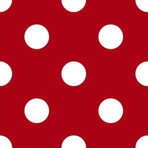 One Inch White Polka Dots on Dark Red