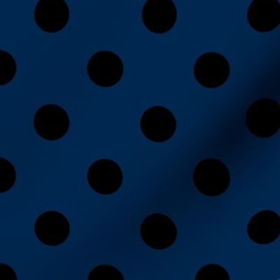 One Inch Black Polka Dots on Navy Blue