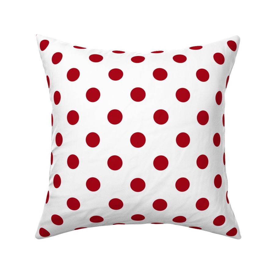 One Inch Dark Red Polka Dots on White