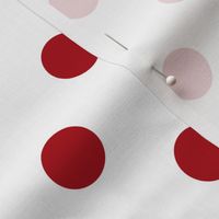 One Inch Dark Red Polka Dots on White