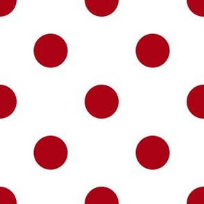 One Inch Dark Red Polka Dots on White
