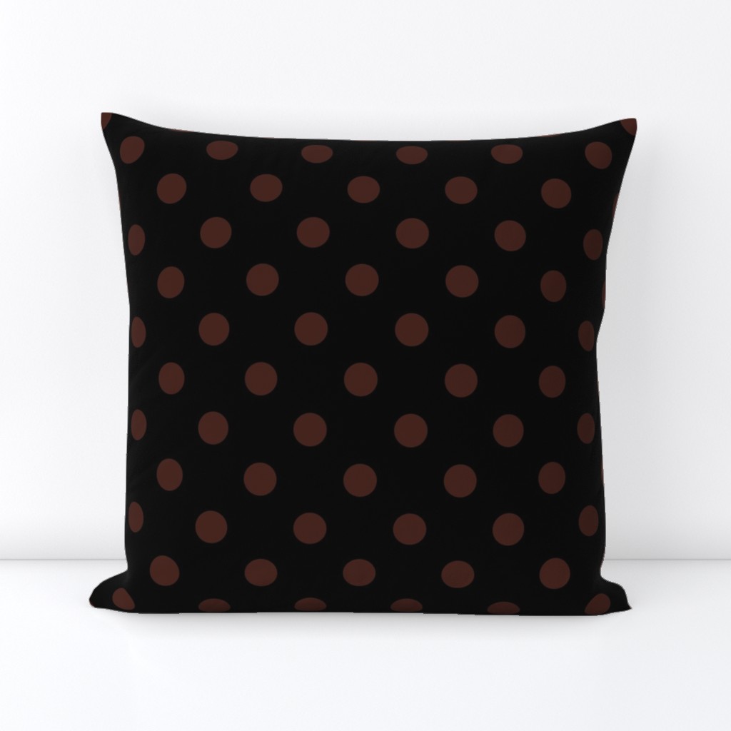 One Inch Brown Polka Dots on Black