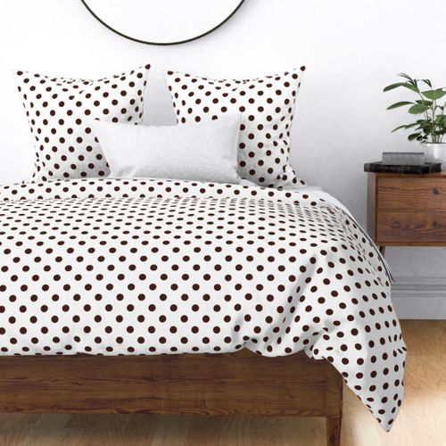 One Inch Brown Polka Dots on White