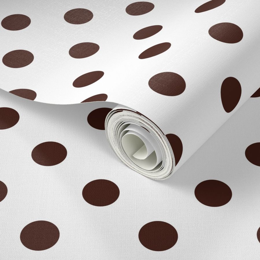 One Inch Brown Polka Dots on White