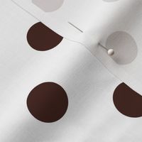 One Inch Brown Polka Dots on White