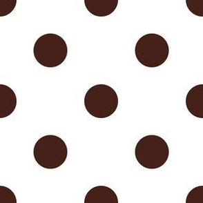 One Inch Brown Polka Dots on White
