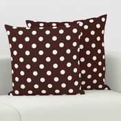 One Inch White Polka Dots on Brown