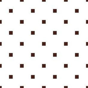 Brown Square Polka Dots on White