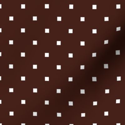 White Square Polka Dots on Brown