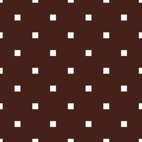 White Square Polka Dots on Brown