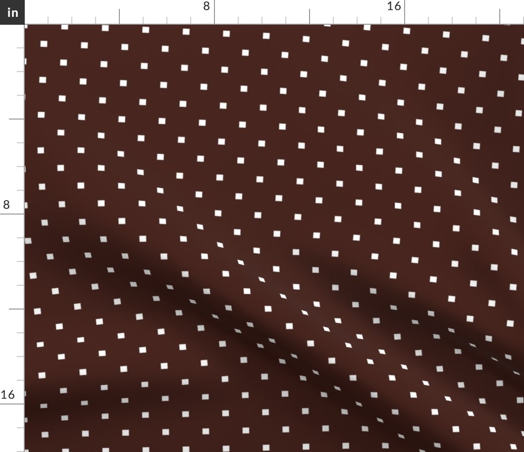 White Square Polka Dots on Brown