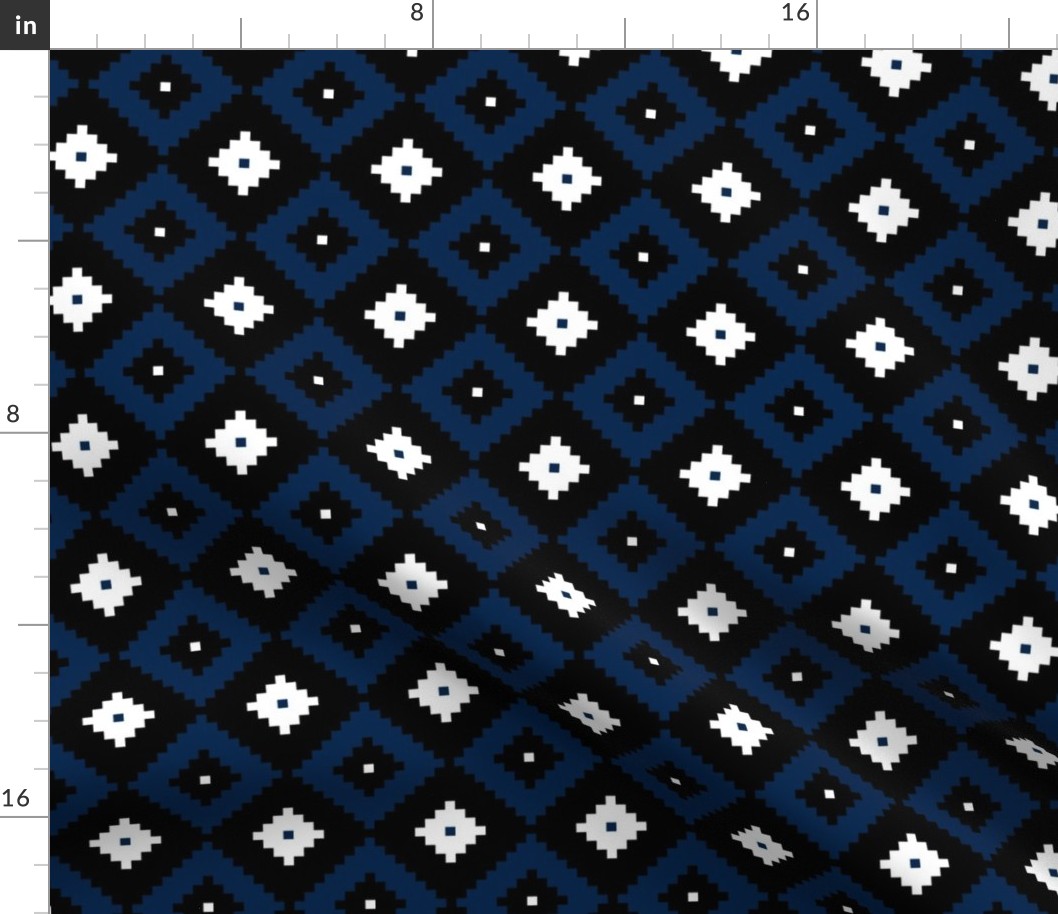 Three Inch Southwest Black, Navy Blue, and White Cross