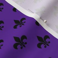 One Inch Black Fleur-de-lis on Purple