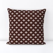 One Inch White Fleur-de-lis on Brown