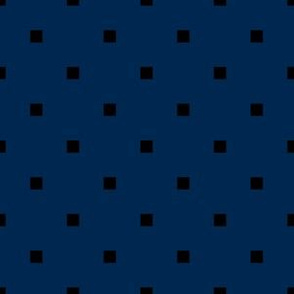 Black Square Polka Dots on Navy Blue
