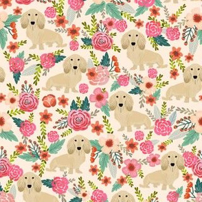 doxie florals cute cream dachshunds florals fabric cute dachshunds design