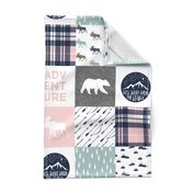 Happy Camper wholecloth w/fall plaid || (dusty blue and rose)