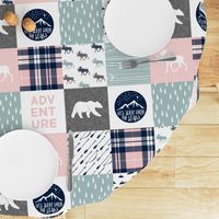 Happy Camper wholecloth w/fall plaid || (dusty blue and rose)