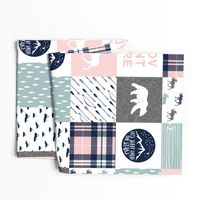 Happy Camper wholecloth w/fall plaid || (dusty blue and rose)