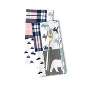 Happy Camper wholecloth w/fall plaid || (dusty blue and rose)