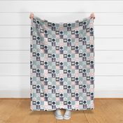 3" small scale - fall plaid - the happy camper (dusty blue and rose) || camping wholecloth