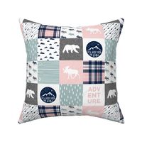 3" small scale - fall plaid - the happy camper (dusty blue and rose) || camping wholecloth