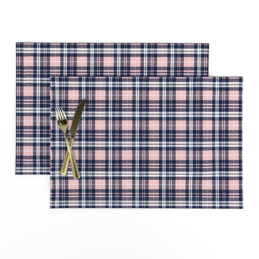 fall plaid (small scale) - navy and rose