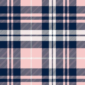 Pink And Plaid Wallpaper Decor | and Navy Spoonflower Home Fabric