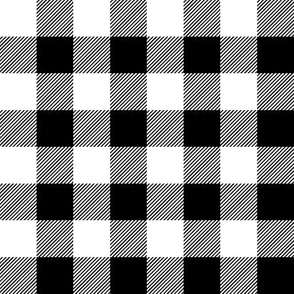 1" black and white plaid 