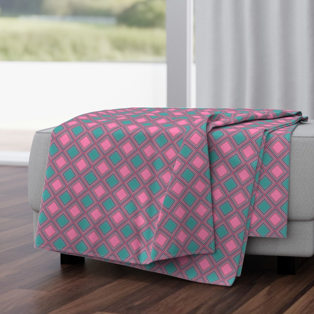 FNB3 - Mini Cheater Quilt  in Red - Pink - Green