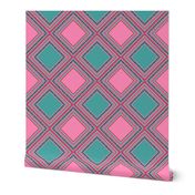 FNB3 - Mini Cheater Quilt  in Red - Pink - Green