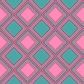 FNB3 - Mini Cheater Quilt  in Red - Pink - Green