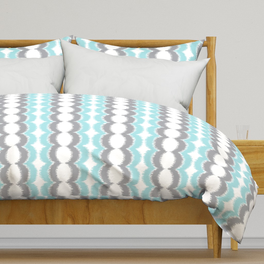 Wave Vertical Ikat - Blue and Gray