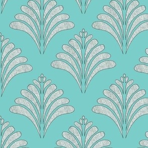 Marine Teal Silver Flow Vintage Inspired Pattern