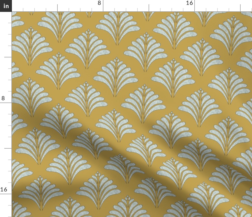 Mustard and Silver Vintage Inspired  Pattern