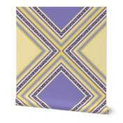 FNB1 - Diamonds on Point Cheater Quilt  in  Lemon Yellow - Violet