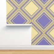 FNB1 - Diamonds on Point Cheater Quilt  in  Lemon Yellow - Violet