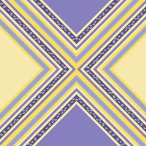 FNB1 - Diamonds on Point Cheater Quilt  in  Lemon Yellow - Violet