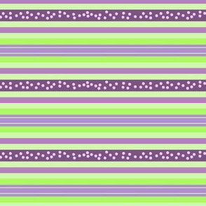 FNB2 - Mini  Fizz n' Bubble  Stripes in Lime Green and Purple - crosswise
