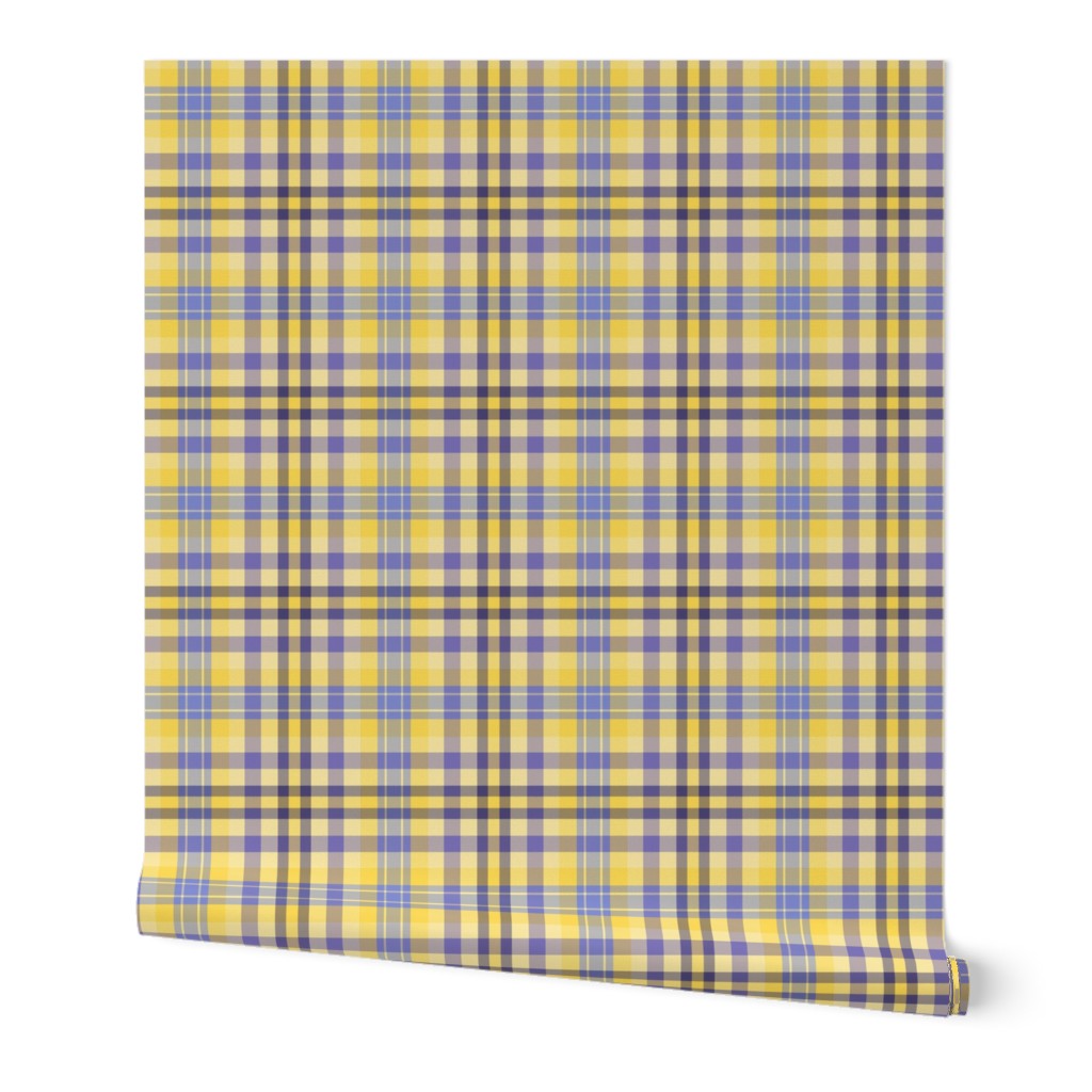 FNB1 - Pastel Lemon Yellow and Violet Tartan Plaid