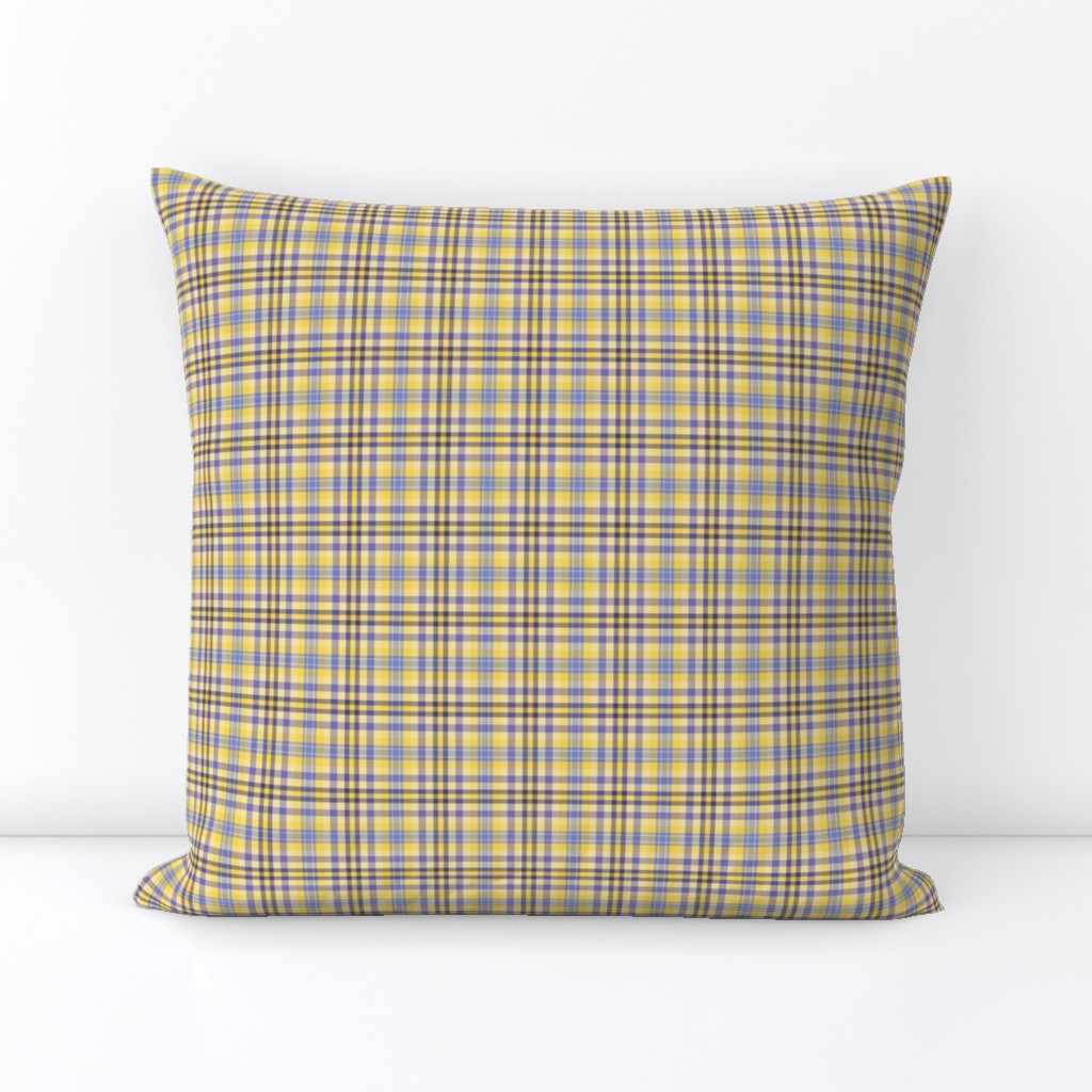 FNB1 - Pastel Lemon Yellow and Violet Tartan Plaid